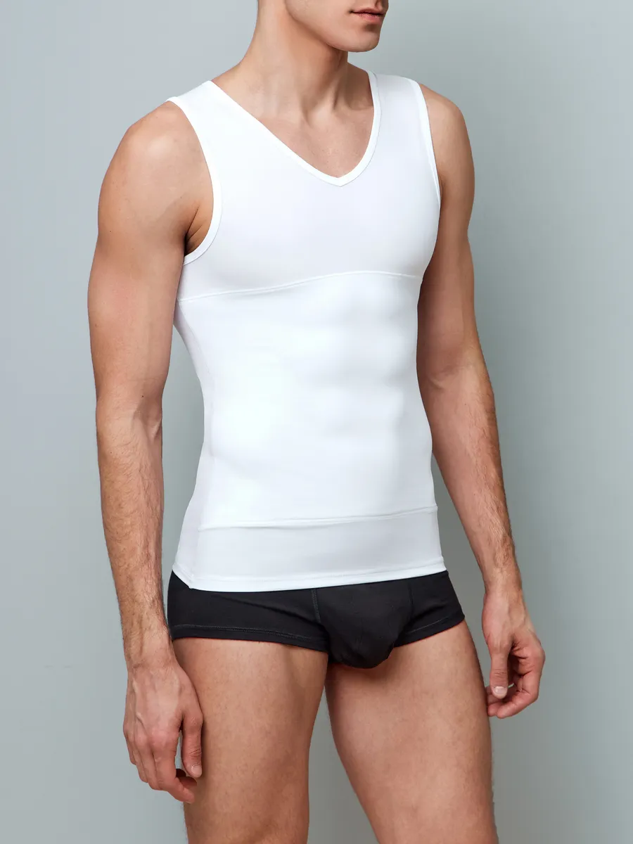 Майка мужская утягивающая спортивная больших размеров белый