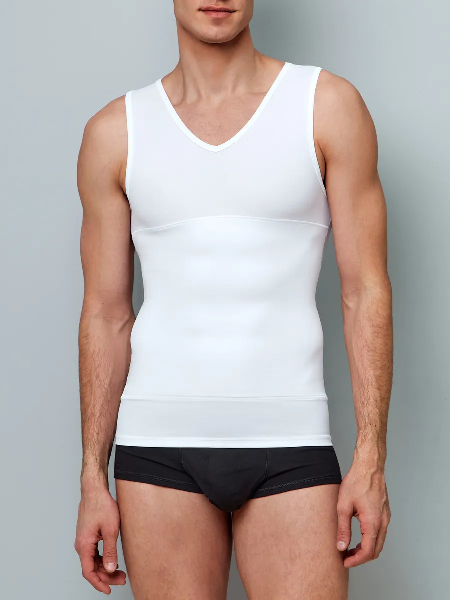 Майка мужская утягивающая спортивная больших размеров белый