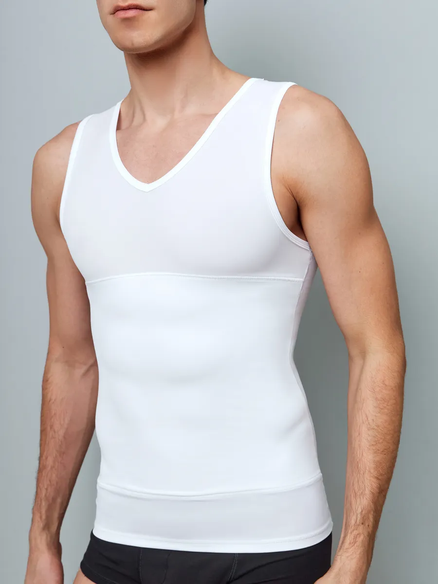 Майка мужская утягивающая спортивная больших размеров белый