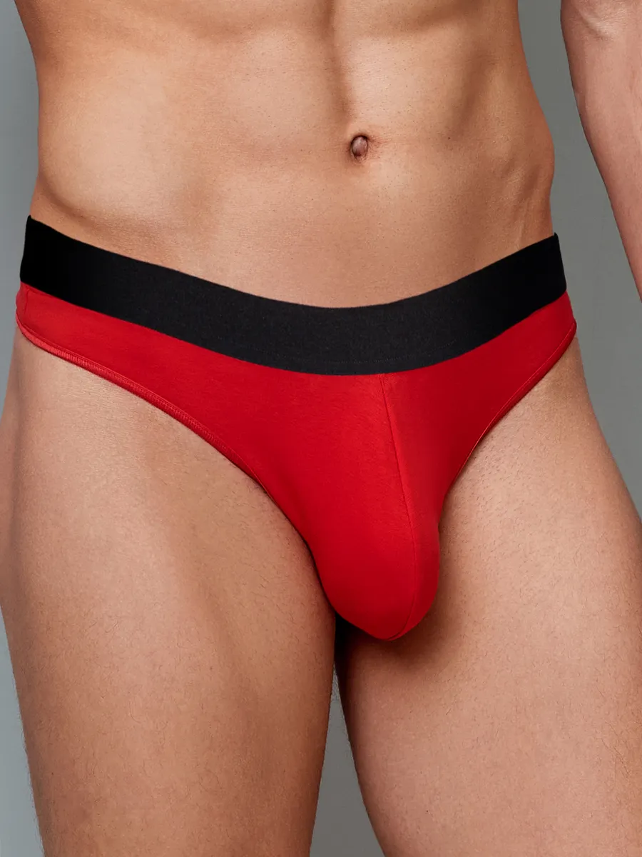 Трусы стринги мужские повседневные красный/черный