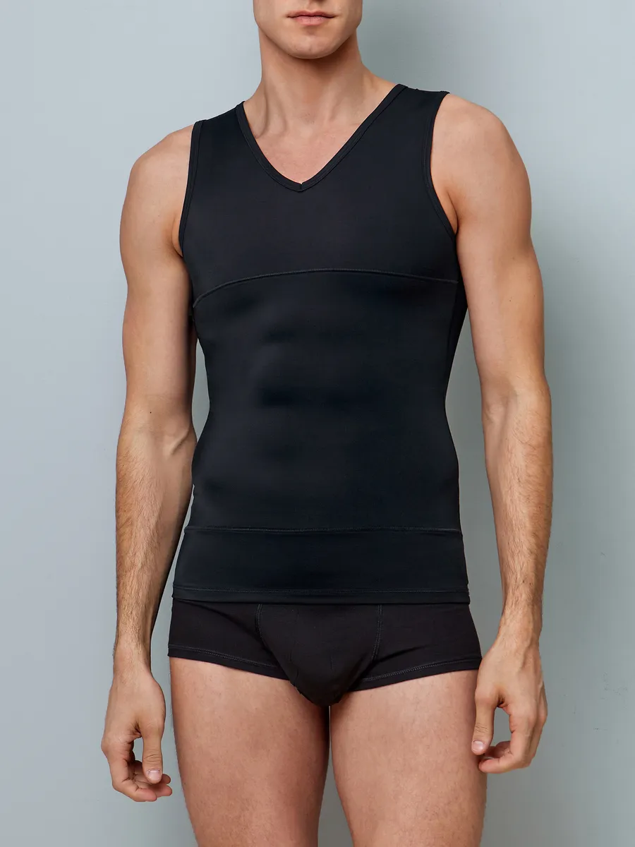 Майка мужская спортивная утягивающая больших размеров черный