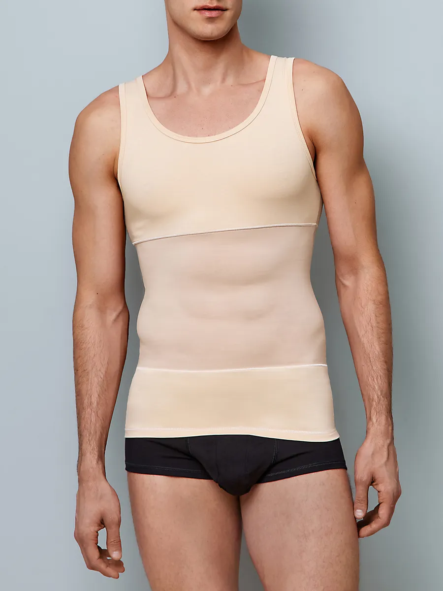Майка утягивающая мужская компрессионная спортивная бежевый