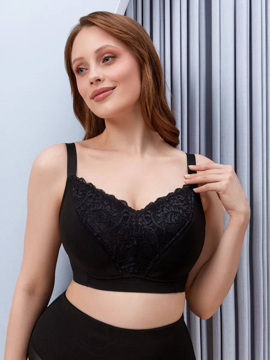 Бюстгальтер женский большие размеры без косточек черный