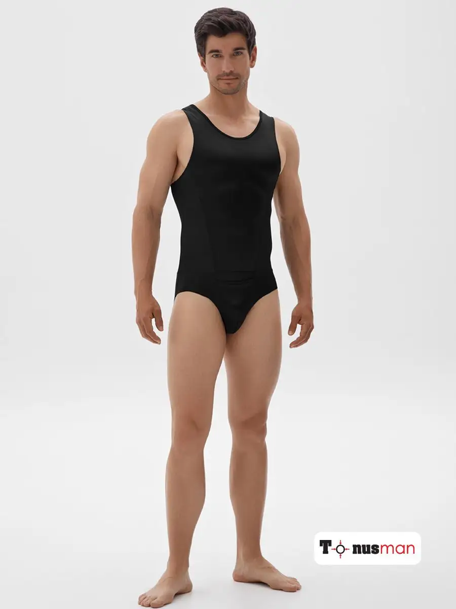 Боди майка для мужчин корректирующее черный