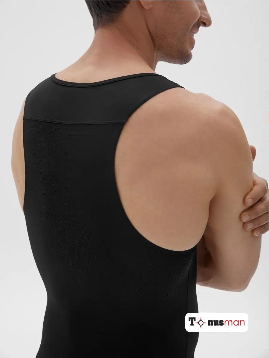 Боди майка для мужчин корректирующее черный