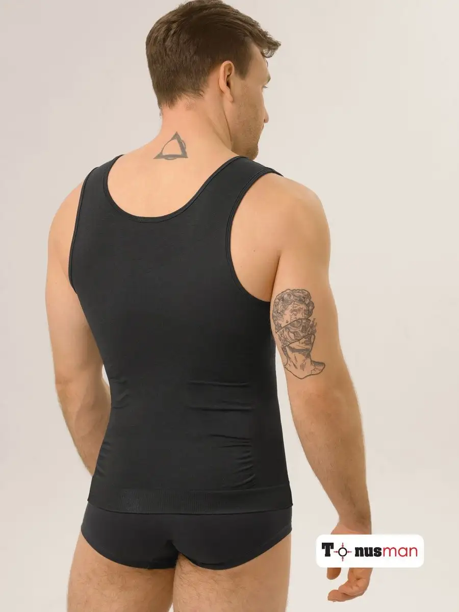 Майка мужская спортивная больших размеров бесшовная черный