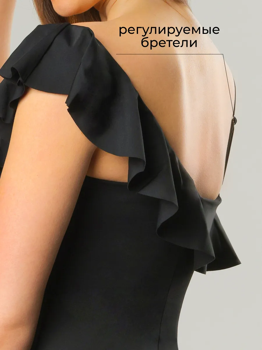 Купальник слитный утягивающий для бассейна и отдыха черный