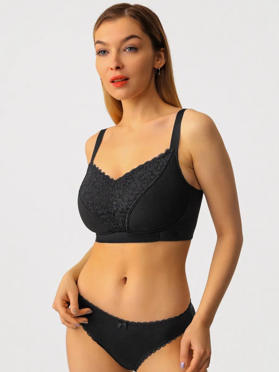 Бюстгальтер женский большие размеры без косточек черный