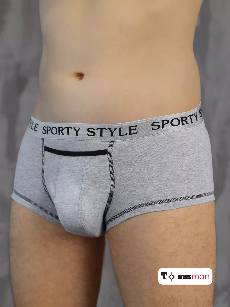 Трусы боксеры хлопок серыймеланж/черный