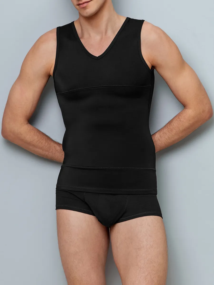 Майка мужская спортивная утягивающая больших размеров черный