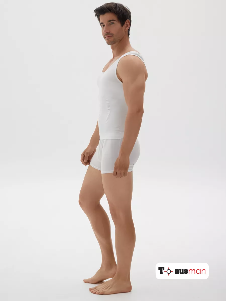 Майка мужская спортивная больших размеров бесшовная белый