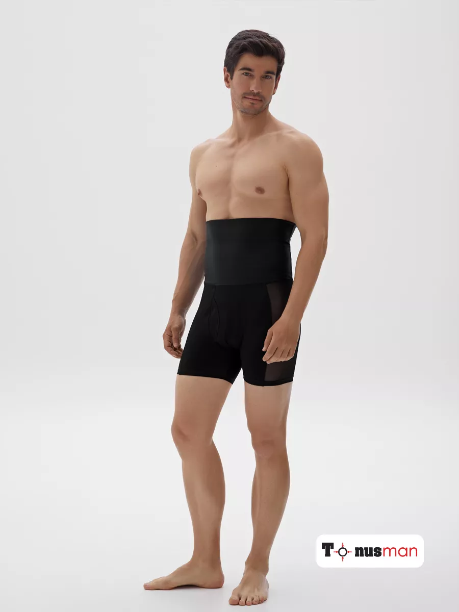 Трусы мужские боксеры корректирующие живот черный