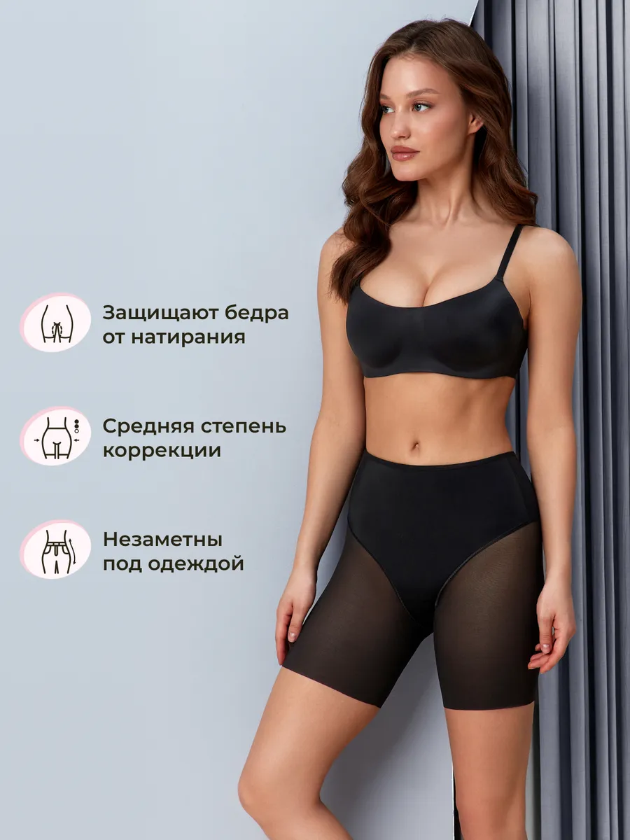 Трусы панталоны от натирания бесшовные утягивающие черный.