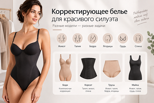 Виды корректирующего белья: боди, корсеты, трусы и майки